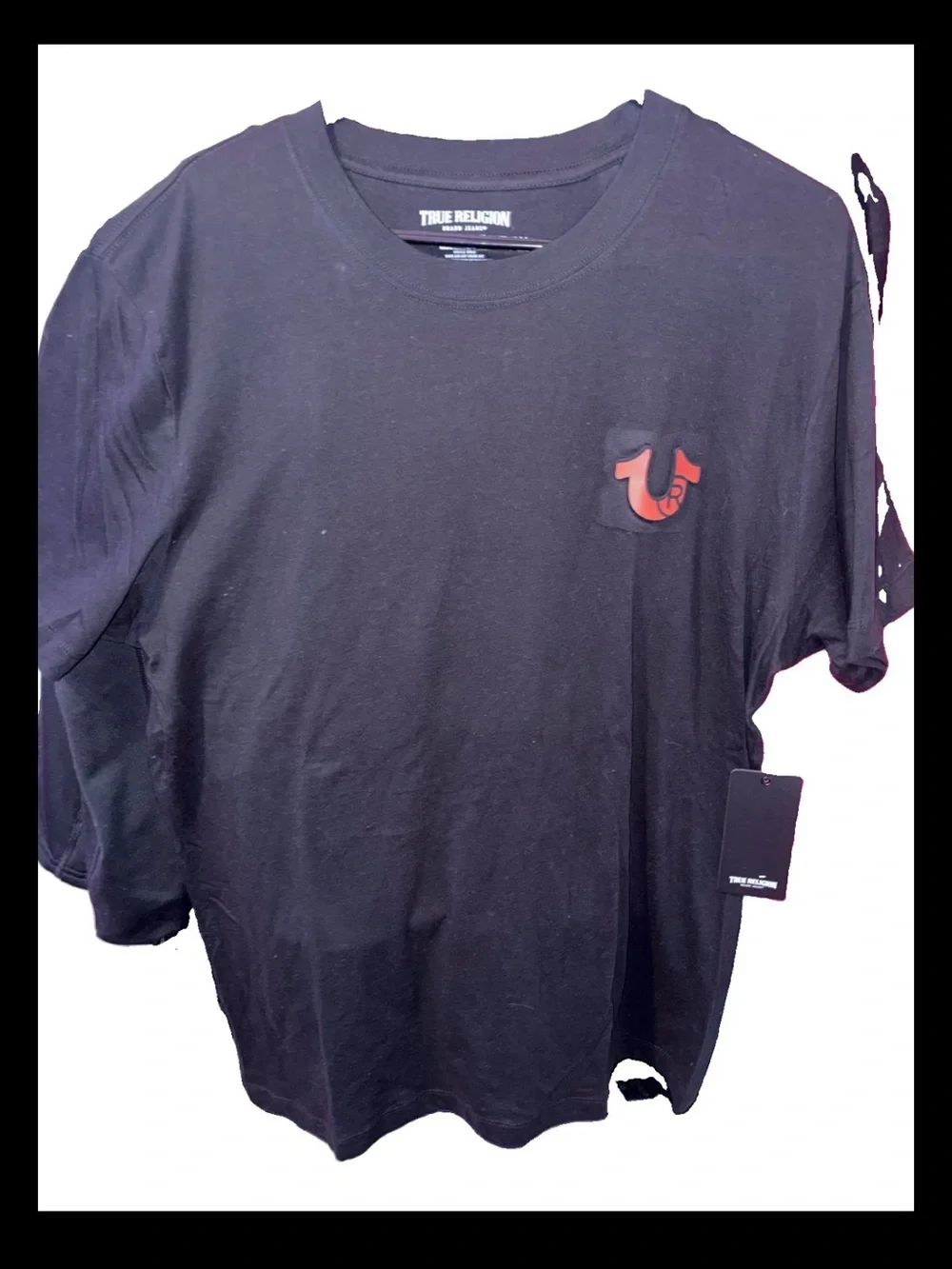 True Religion TR Tourist SS Tee Black Graphic Logo Cotton Men's XL Crew Neck Tee